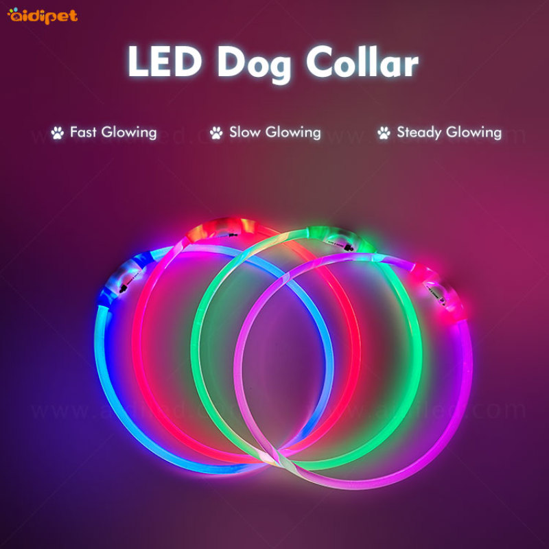 Luminous Light up Dog Collar Led Light Pet Collares Led Dog Flashing  Free Size TPU Dog Collar Led
