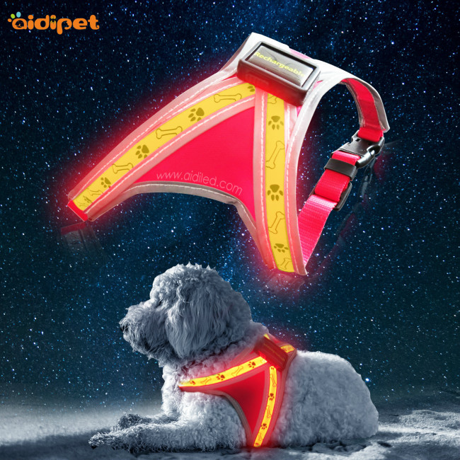 Led Dog Rechargeable Outdoor Safety Harness  Custom Flashing Pet Harness  Safety Reflective Vest Manufacturer