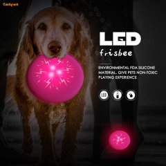 Jouet en Silicone souple de haute qualité lumière Durable interactif mignon chien jouet chien disques volants