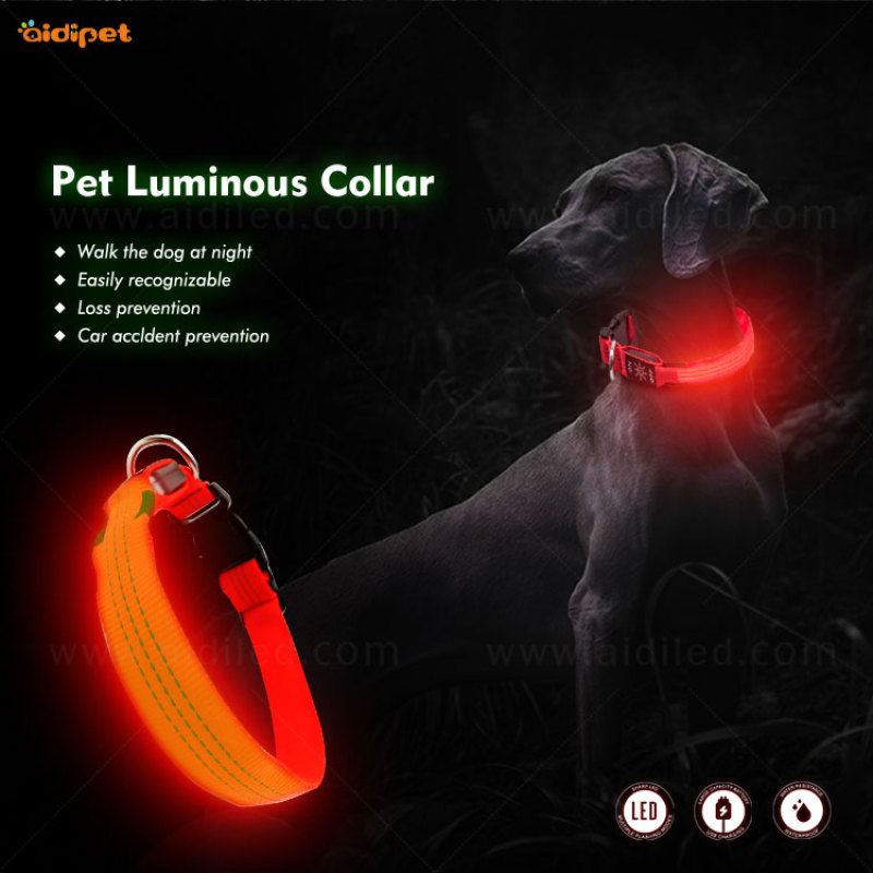 Night Safety Flashing Glow In The Dark Nylon Pet Leash LED Dog Collar Pet Leash customized