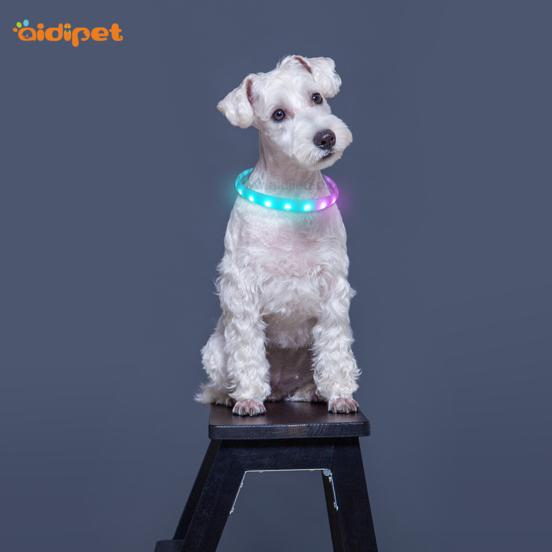 Flashing Led Light up Dog Collar USB Rechargeable Multiple Color Luminous RGB Silicone Dog Collar