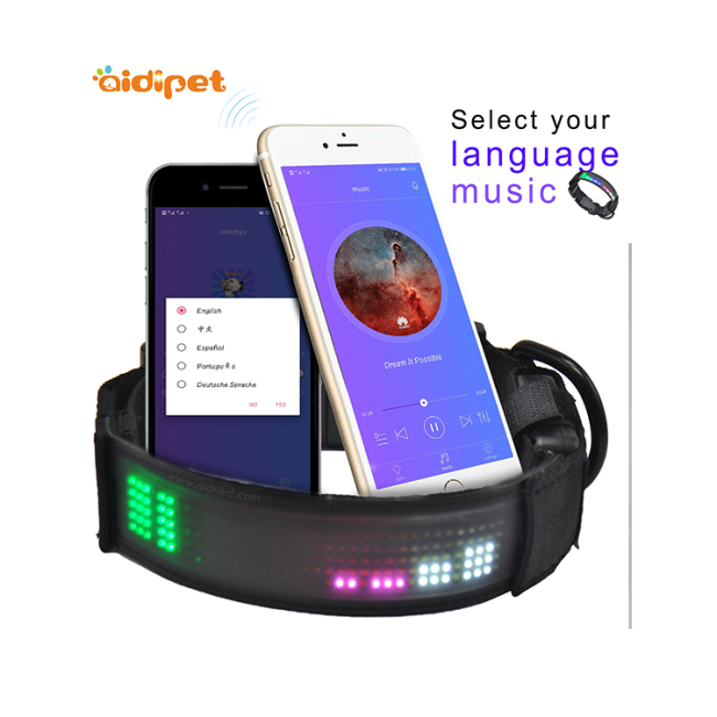 2021 qualité garantie affichage LED connexion de téléphone portable impression LED collier Ped pour chien