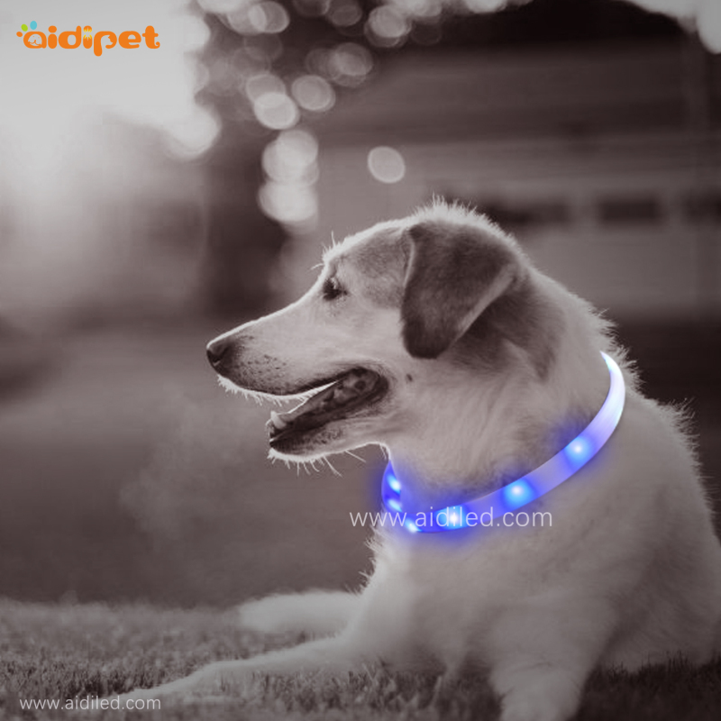 Glow in Dark Dog Leashes and Collars USB Charging Silicone Cat Collar Free Cut Flashing Dog Collar with Led Light