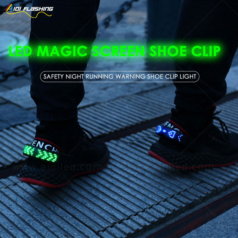 Mini Flashing Led Shoe Clip Lights Display Screen USB Led Shoe Light Clip for Night Jogging Running Walking