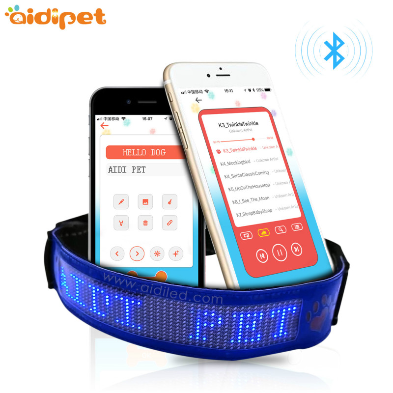 Anti-lost Programmed USB Led Dog Collar Control with APP Connect with Mobile High Tech Display  Dog Collar Led