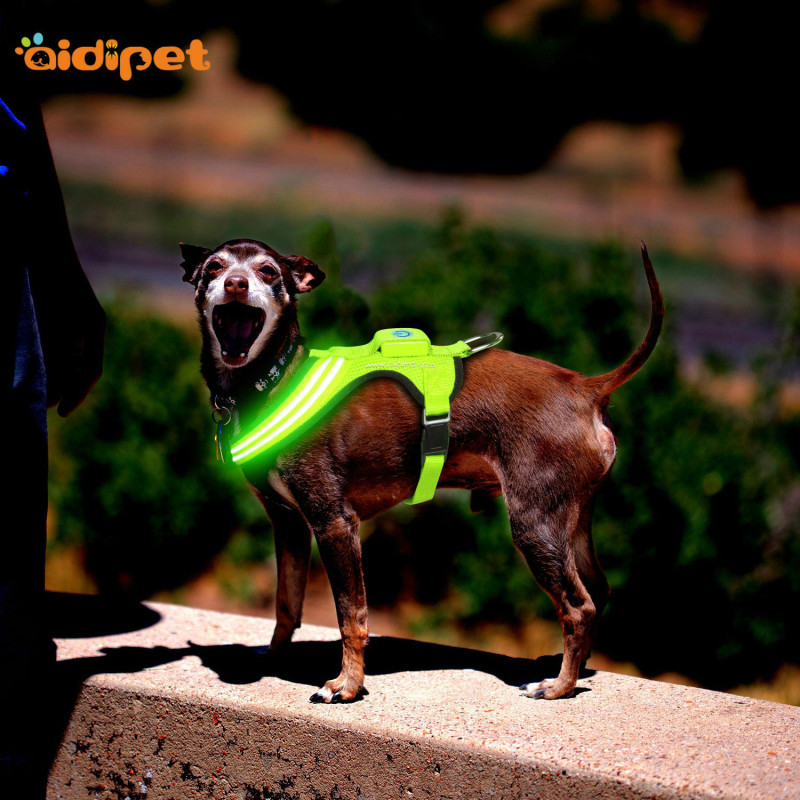 Wholesale Dog Leash Pet Collar  Flashing Led Light Up Dog Harness Vest  Outdoor Custom Harness for Dogs