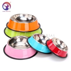 Hot Sale Color Printed Rubber Bottom Metal Stainless Steel Pet Dish/ Pet Feeder/Dog Bowls