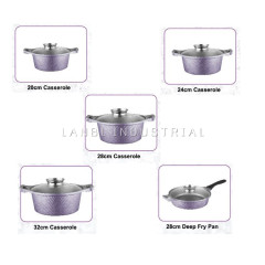 2021 New Arrival 10 Pcs Diamond Look  Die Casting Aluminum Casserole Cooking Pot Granite Coating Cookware Sets Nonstick