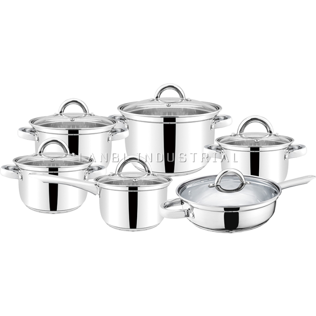 12pcs Non Stick Pot With Stainless Steel Handle Stainless Steel Kitchen Pot