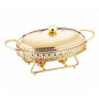 2.0L Luxury Oval Hotel Food Warmers Buffet Stove Gold Chafing Dishes food warmer set