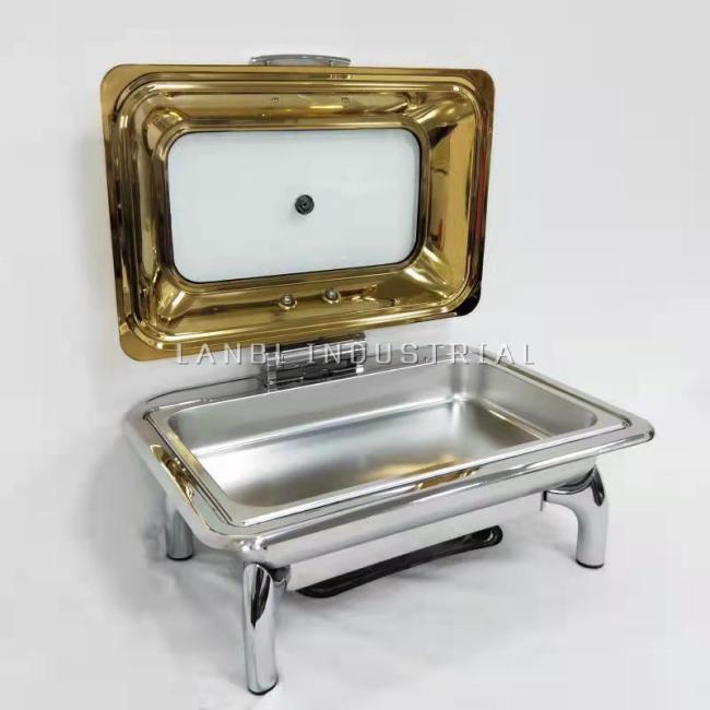 6l Rectangular Vertical Visibility Hotel Party Wedding Universal Heating Container Wholesale arabian Chafing Dishes