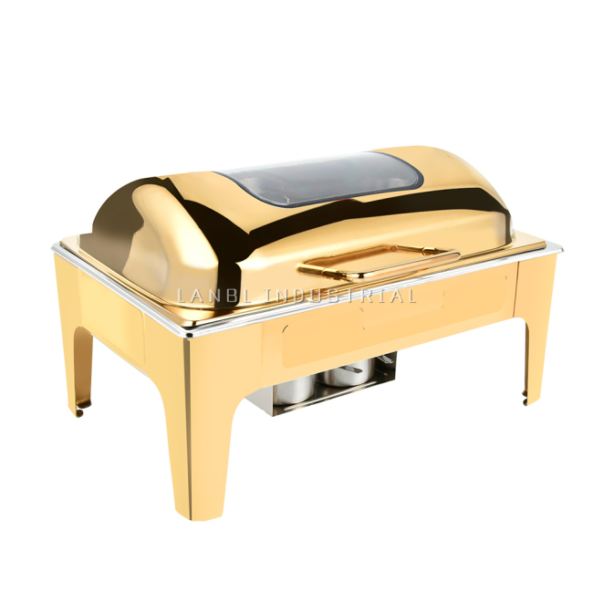 Stainless Steel Chafing Dish Square Silvery/gold Buffet Food Warmer Visual buffet  Chafing Dish