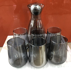 Glass Cold Water Glass Pitcher New With Cork Ball Lid Set