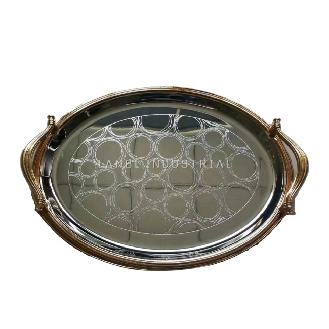 Factory Direct Sale  Fruit Decorative metal Tray sets European Stainless Steel Arabic Serving Trays