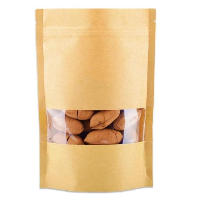 Eco Friendly  Biodegradable Bags Brown White Zip lock Coffee Food Packing Craft Paper Doypack Kraft Pouch