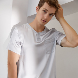 Custom Two-piece Summer Casual Home Wear Men's Short-sleeved Silk Pajamas