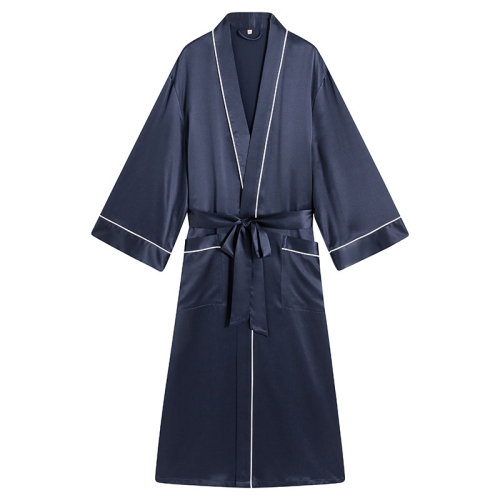 Custom 19/22 Momme Kimono Silk Long Sleeve Robe For Men