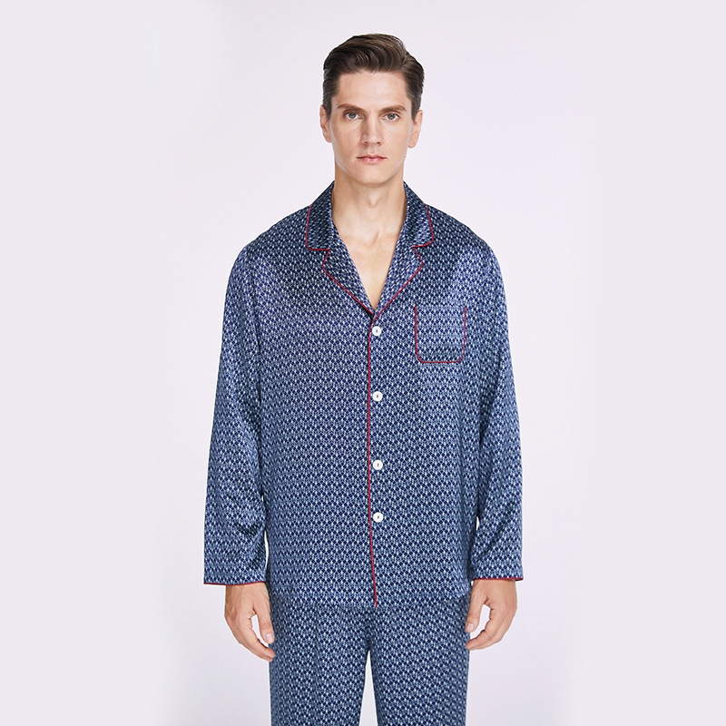 Custom Washable Digital Printing Mulberry Silk Pajamas For Men