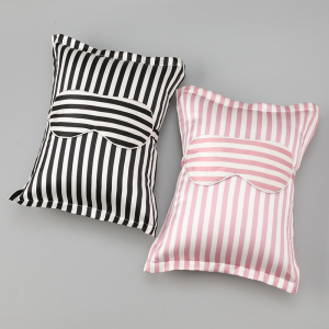 Custom Stripes 100% Mulberry Silk Pillow Cushion And Eyemask Set For Travel Office Lunch Break