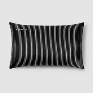 Custom Black And White Stripe Printed Embroidered Logo Silk Pillowcases
