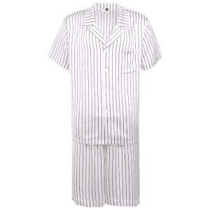Custom Unisex Classic Striped Design Short Silk Pajamas Set For Women and Men