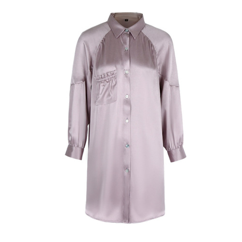 Custom Luxury Pure Silk Sleepwear Nightgown Silk Shirt Dress