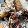 Leopardo e plantas dupla-faces com estampa 16 Momme Silk Twill Scarf