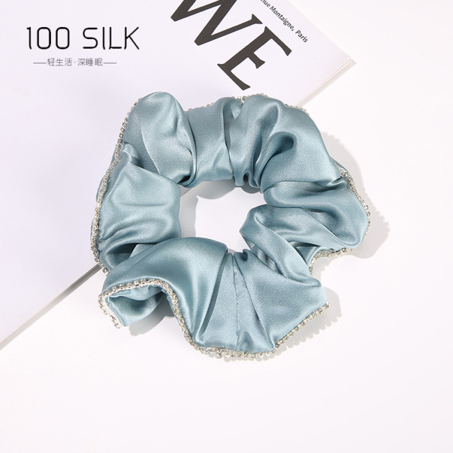 Scrunchies de seda de melhor qualidade para decoração de strass para cabelo feminino