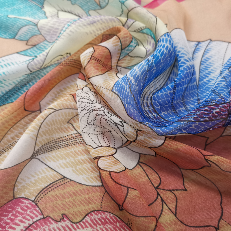 Custom Printed Chiffon Silk Fabric