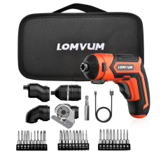 LOMVUM Mini Electric Drill Set 4V USB Rechargeable Cordless Drill 4 Adapter Changeable Multifunctional Home DIY Screwdriver