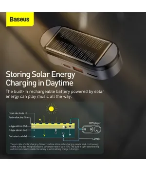 Baseus Solar Power Audio Player / FM Radio Transmitter / Solar Powered, base de montaje magnética, Bluetooth 5.0, cuatro modos