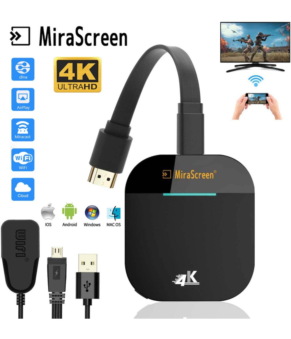 Mirascreen G5 2.4G 5G 4K Drahtloser HDMI-Dongle-TV-Stick WiFi-Display HDMI-Dongle-Empfänger 1080P Miracast Airplay-Spiegelung zum HDTV-Projektor