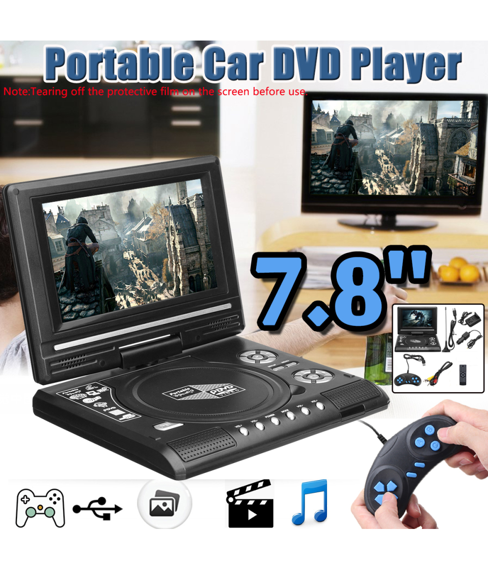 Reproductor de DVD portátil de 7.5 "con pantalla giratoria Batería recargable incorporada