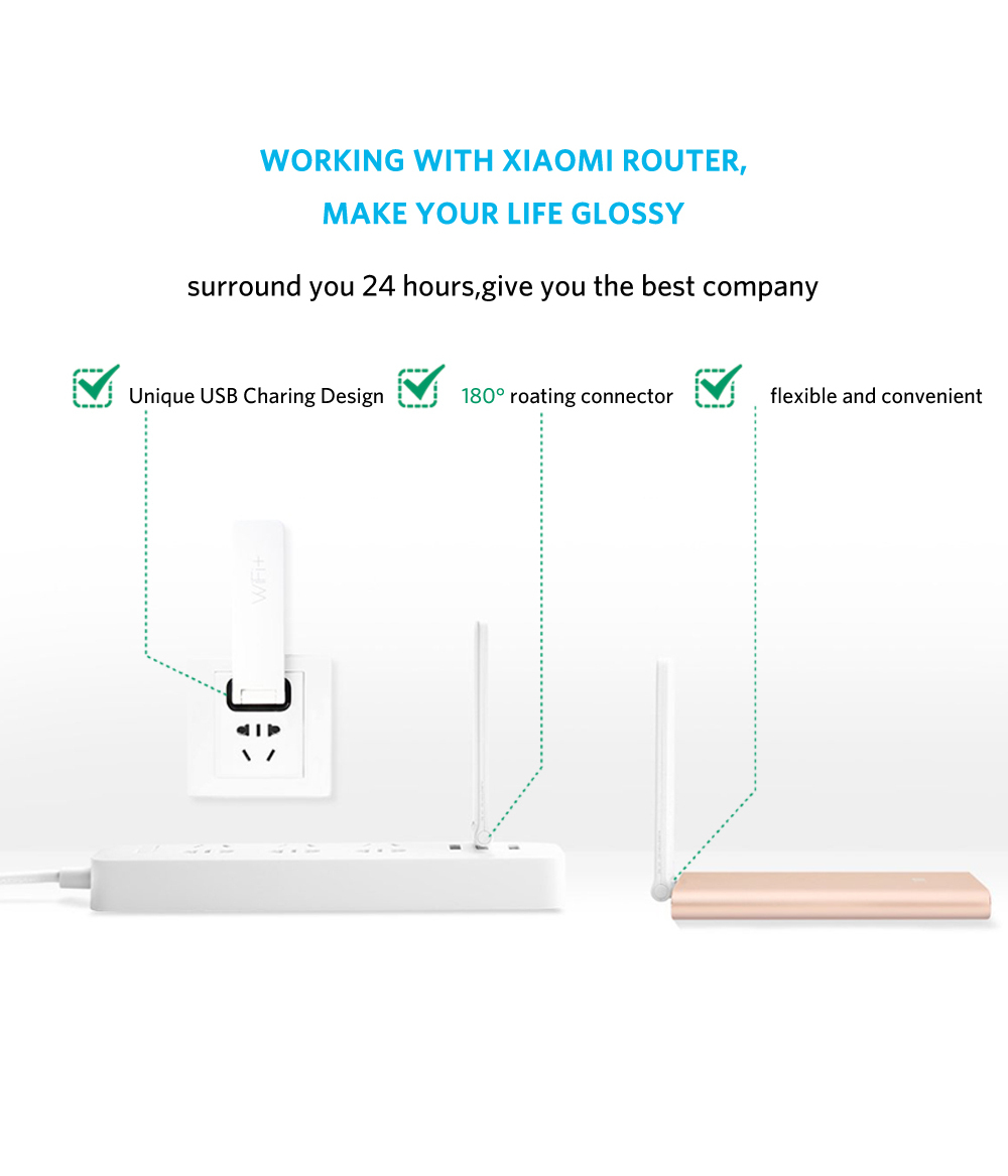 Xiaomi WIFI Repeater 2 Universal Repitidor Wi-Fi Extender 300 Mbps Extende Signal Wireless Router Amplifier Universal Repitidor