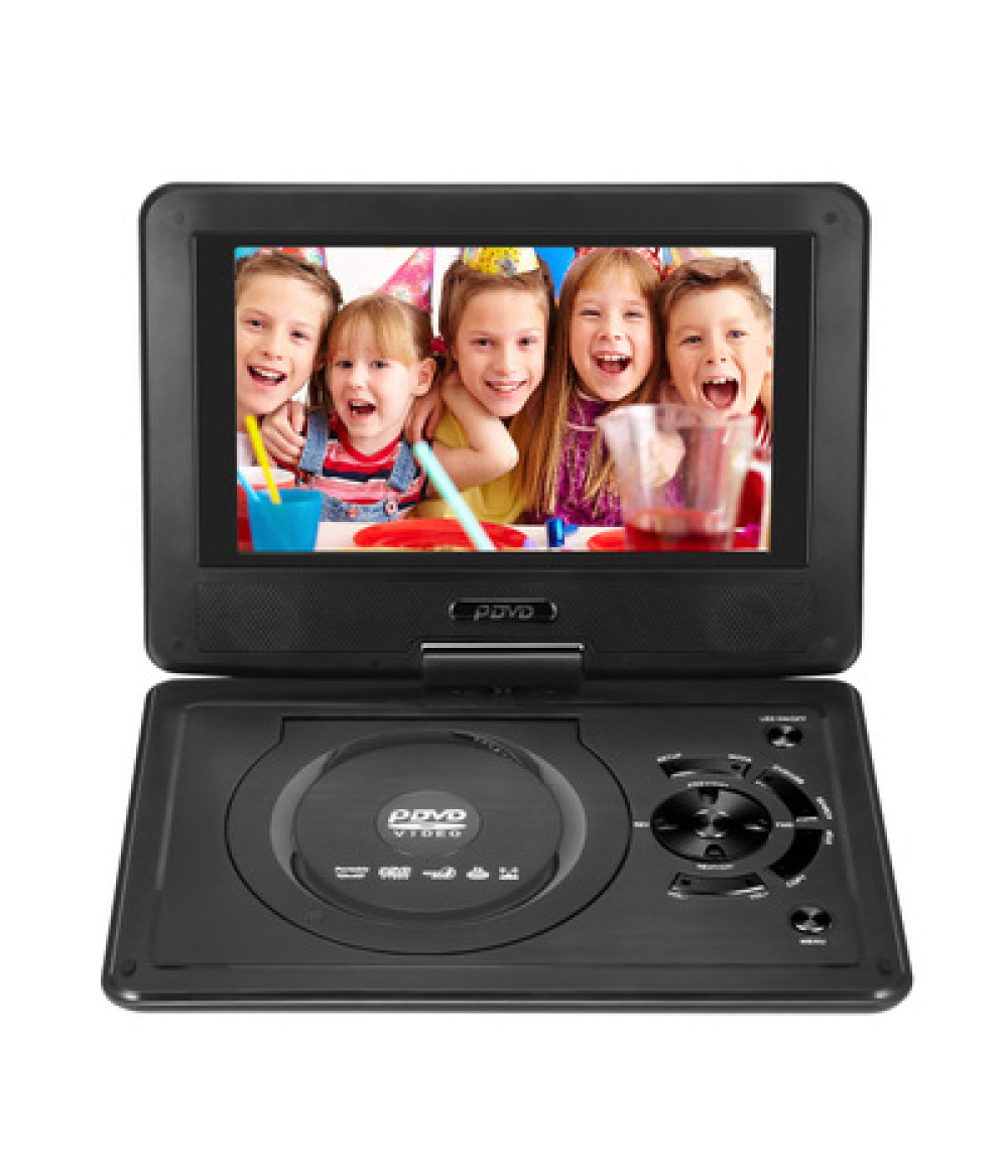 9.8-inch Portable DVD Player Swivel Screen Rechargeable TV Car Charger Gamepad USB SD Cards
