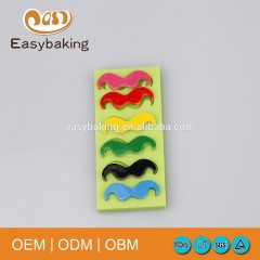 6 Little Beard Moustache Funny Accessories Silicone Bakeware Molds For Cake Decorate