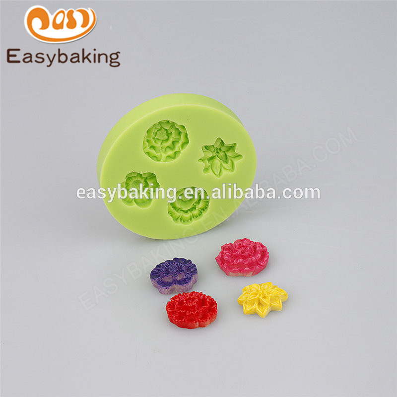Chinese factory food grade 76*12mm cake fondant flower shape silicone molds
