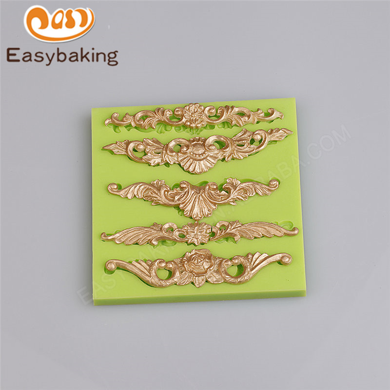 Creative craft European flower border swirl shape silicone gem mold cake decoration tools
