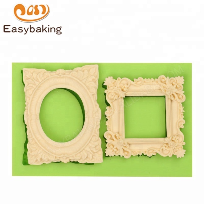 Vintage Rectangle Mirror Frame Silicone Mould for Cake Border
