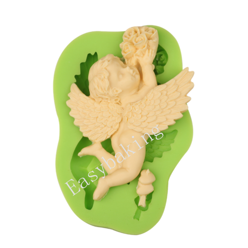 Flying Angel with Flower Shape Silicone Cake Decorating Fondant Mould Tools