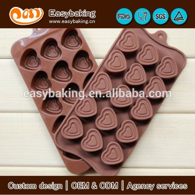 15 Cavity Ice Cube Jelly Sugar Heart Shaped Silicone Chocolate Mould