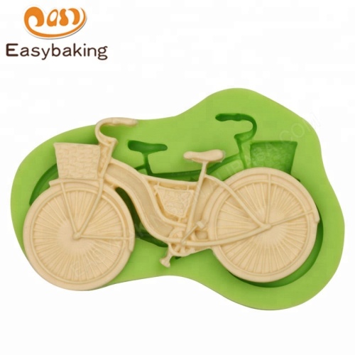 BICYCLE BIKE WITH BASKET SILICONE CANDY CHOCOLATE FONDANT CAKE MOLD