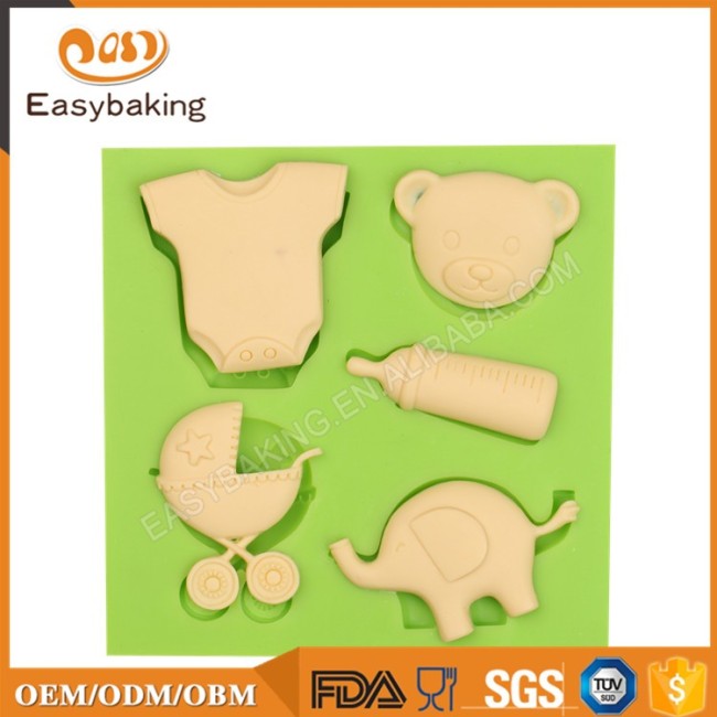 Baby Carriage Milk Bottle Bear Head Elephant Cloth Silicone Mould