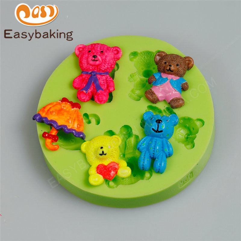 3D lovely little bear shape silicone fondant cake decoration mold