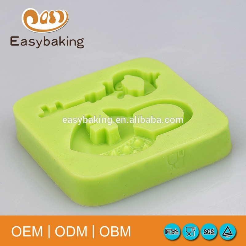 Creative A Set Of Keys & Love Lock Wedding Cake Clay Decorations Silicone Molds