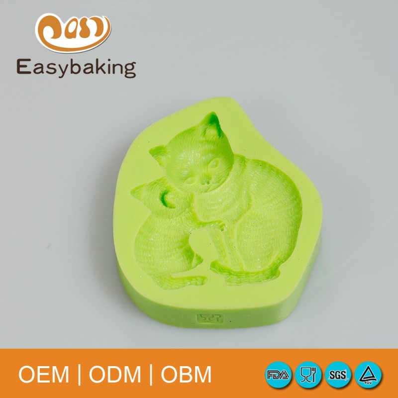 Cute Kissing Cats Fondant Silicone Candy Molds For Sale