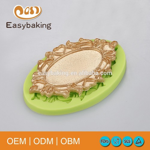 European Vintage Mirror Shape Silicone Baking Molds For Cake Decorating/Soap