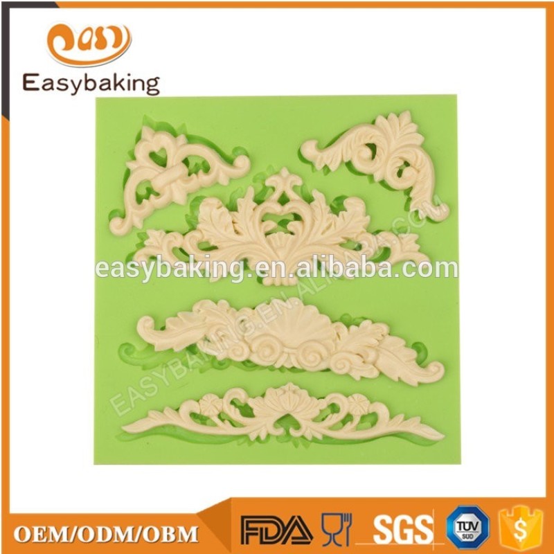 Promotional classical baroque silicone fondant cake mold for cake decoration