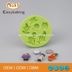 Halloween Witch Girl Boy Owls Mirror Cake Decoration Silicone Fondant Mould