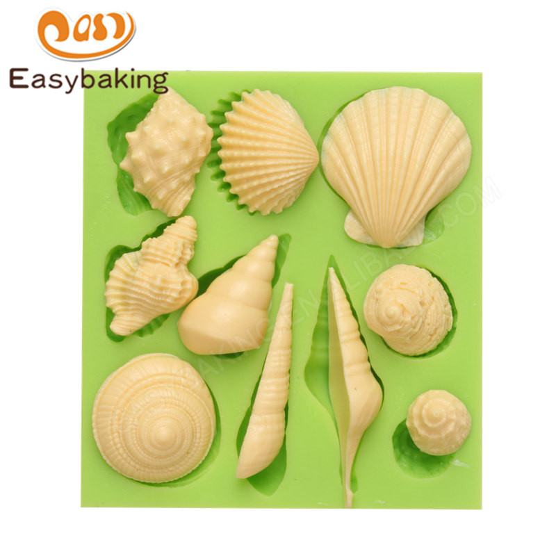 Popular sea snail shell silicone mold for fondant cake decoration